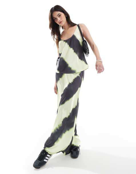 satin yellow print set - view 1