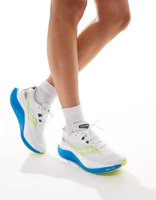 Saucony Saucony Endorphin Speed 4 neutral running trainers in white and viziblue