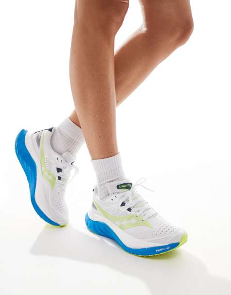 Saucony Endorphin Speed 4 neutral running trainers in white and viziblue - view 1