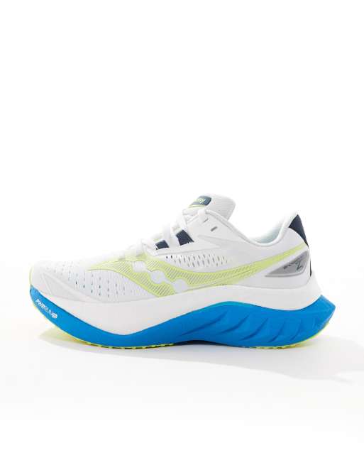 Saucony Endorphin Speed 4 neutral running trainers in white and viziblue