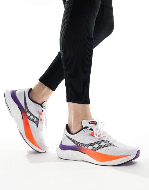 Saucony Endorphin Speed 4 neutral running trainers in white and viziorange, 5 of 5