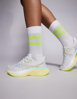 Saucony Endorphin Speed 5 running trainers in white and yellow