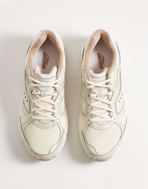 Saucony Grid Legacy trainers in cream and white, 3 of 5
