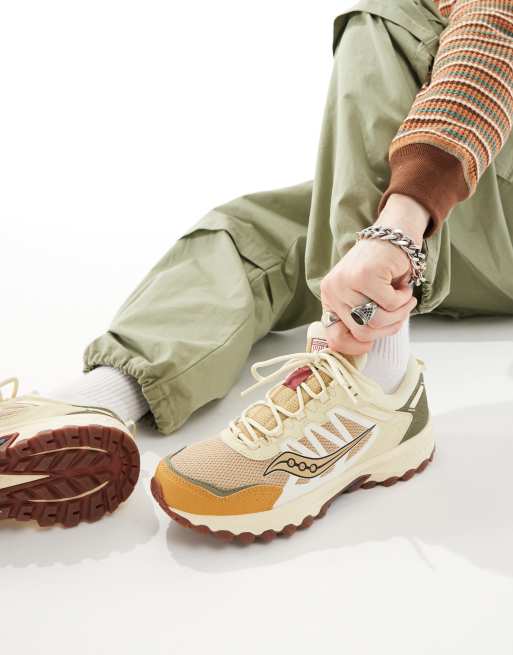 Saucony - Grid Peak - Sneakers i lysebrun og chinogrøn