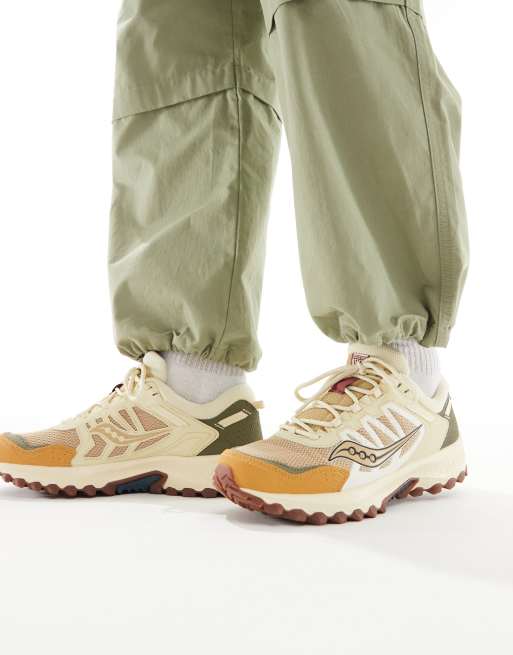 Saucony - Grid Peak - Sneakers i lysebrun og chinogrøn, 4 af 5