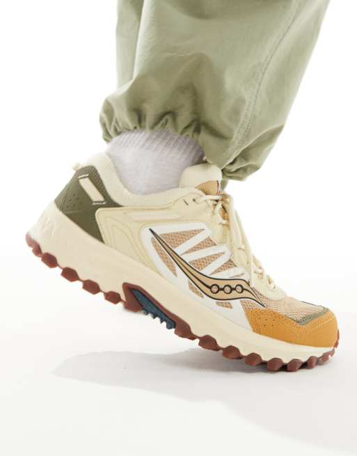 Saucony Grid Peak trainers in tan and chino green ASOS