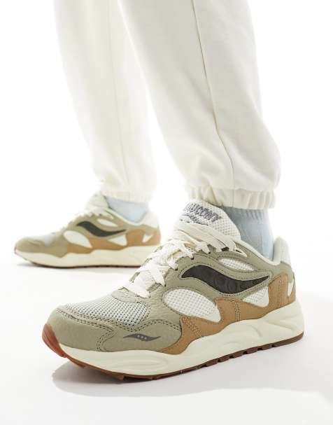 Saucony – Grid Shadow 2 – Sneaker in Sand und Salbeigrün - view 1