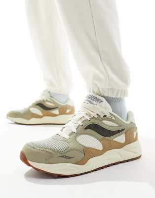 Saucony Saucony Grid Shadow 2 trainers in sand and sage-Neutral
