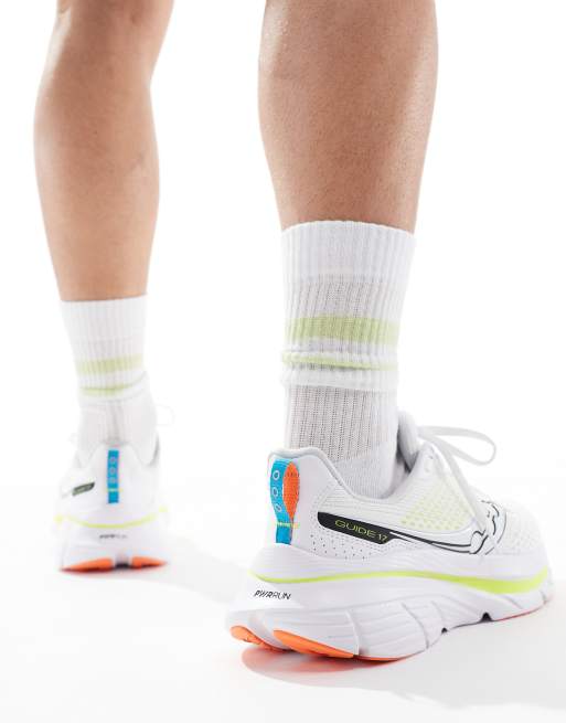 Saucony - Guide 17 - Baskets de course à amorti structuré - Blanc et jaune, 5 de 5