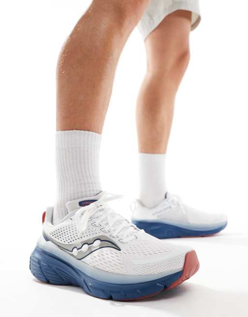 Saucony - Guide 17 - Hardloopsneakers met structuur en demping in wit en marineblauw, 5 van 5