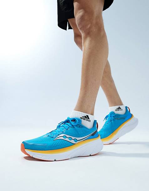 Saucony Guide 17 structured cushioning running trainers in viziblue and peel