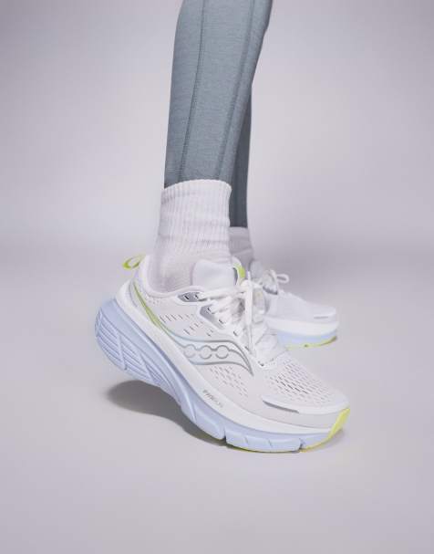 Saucony Guide 18 max cushioning trainers in white and ice melt - view 1