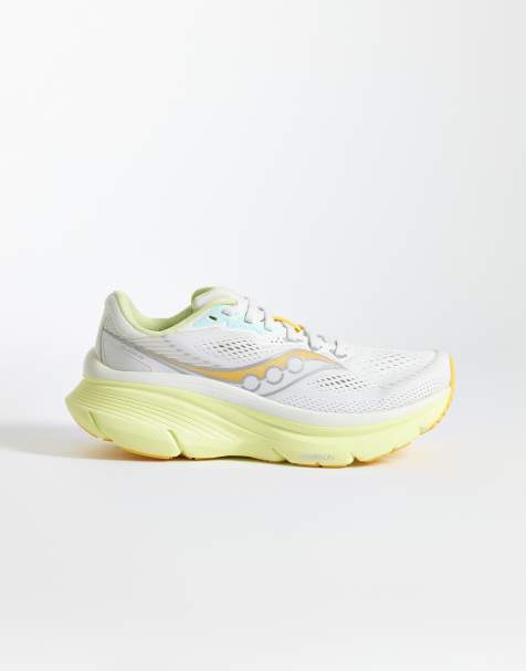 Saucony – Guide 19 – Elfenbensvita och gula löparskor - view 1