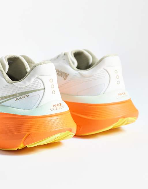 Saucony – Guide 19 – Elfenbensvita och orange löparskor, 5 av 5