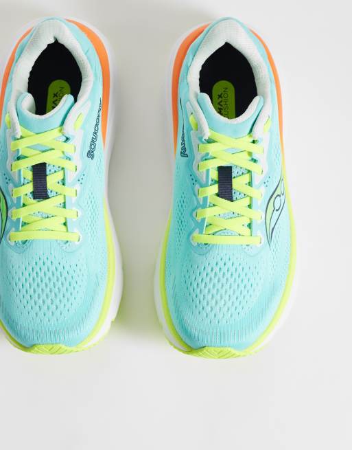 Saucony Guide 19 running trainers in blue and citron, 2 of 5
