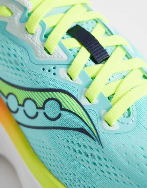 Saucony Guide 19 running trainers in blue and citron, 4 of 5