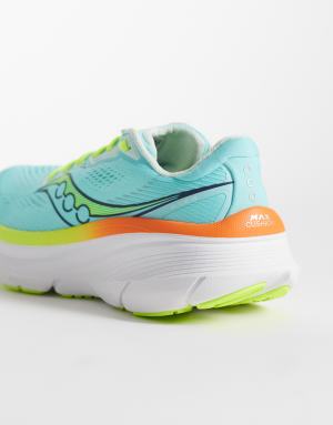 Saucony Guide 19 running trainers in blue and citron