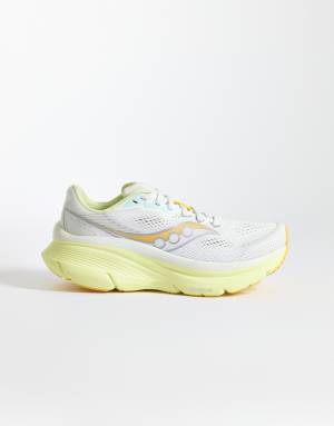 Saucony Guide 19 running trainers in ivory and yellow