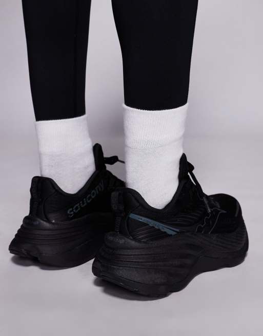 Saucony Hurricane 24 max cushioning trainers in triple black, 3 of 5