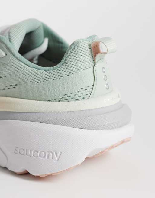 Saucony Hurricane 25 running trainers in mint and pink, 3 of 5
