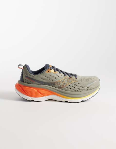 Saucony Hurricane 25 running trainers in taupe and fire - view 1