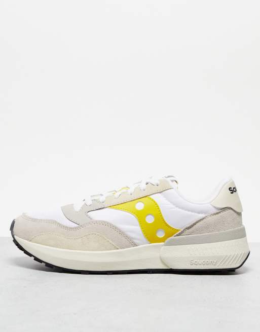 Saucony Jazz NXT sneakers in white and yellow