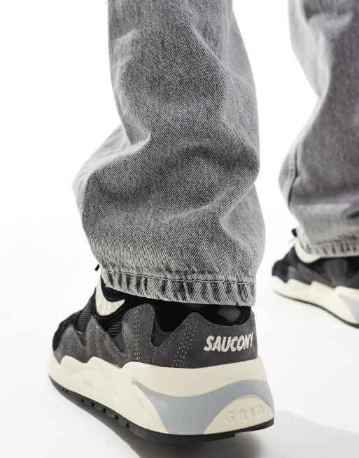 Saucony Originals Grid Shadow 2 sneakers in black and cream, 3 of 5