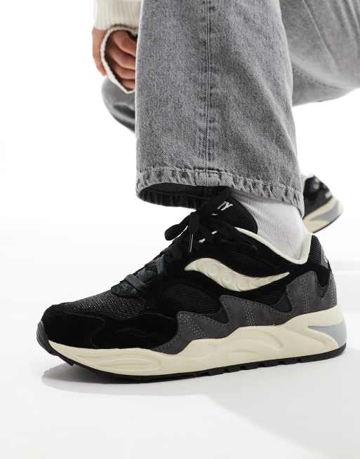 Saucony Originals Grid Shadow 2 sneakers in black and cream, 4 of 5