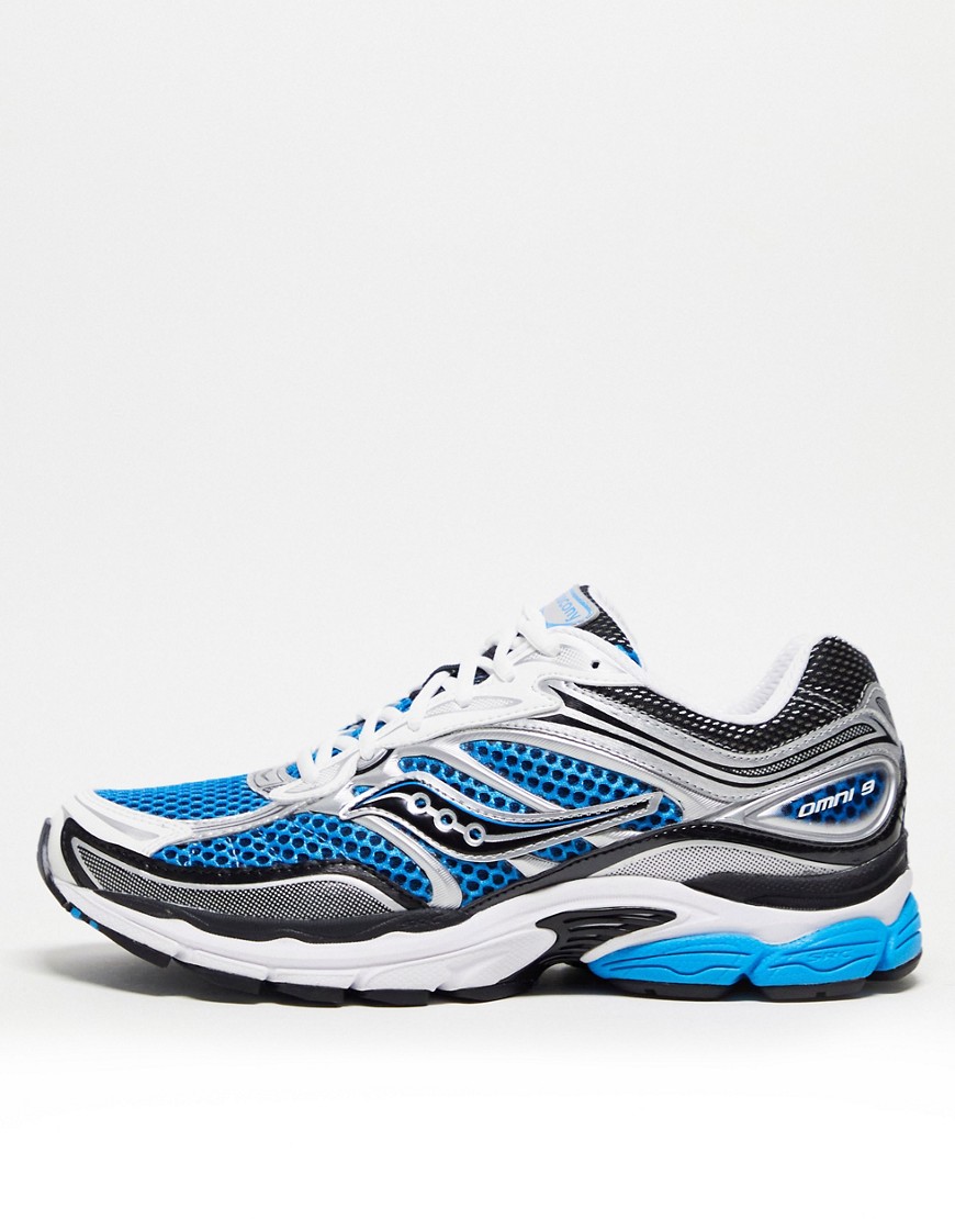 Saucony Progrid Omni 9 trainers in royal and silver-Blue