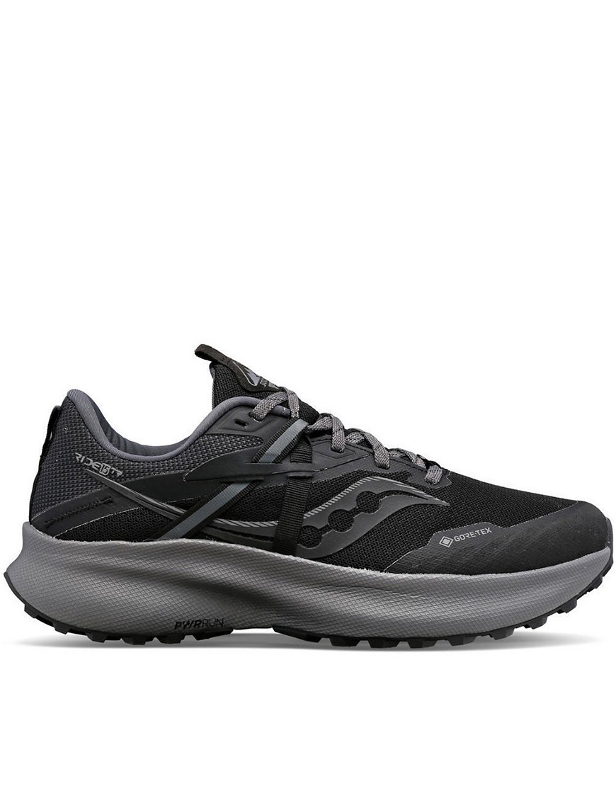 Saucony Ride 15 TR GTX trail running trainers in black and charcoal