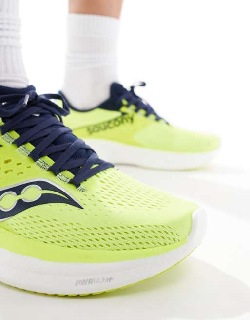 Saucony Ride 17 neutral running trainers in citron and navy ASOS