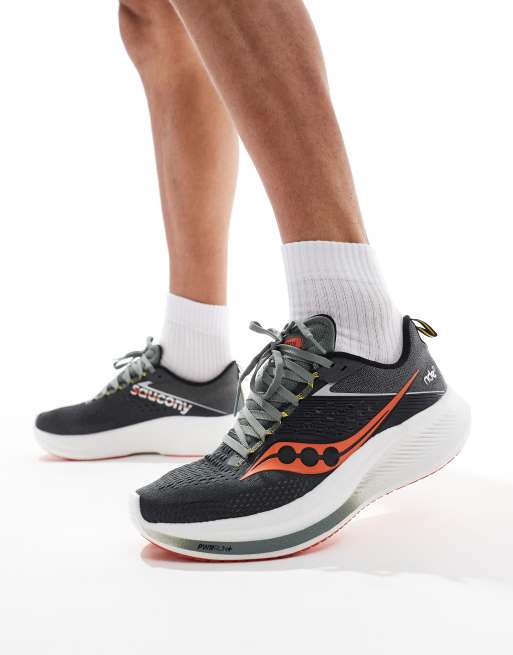 Saucony Ride 17 neutral running trainers in shadow and pepper | ASOS