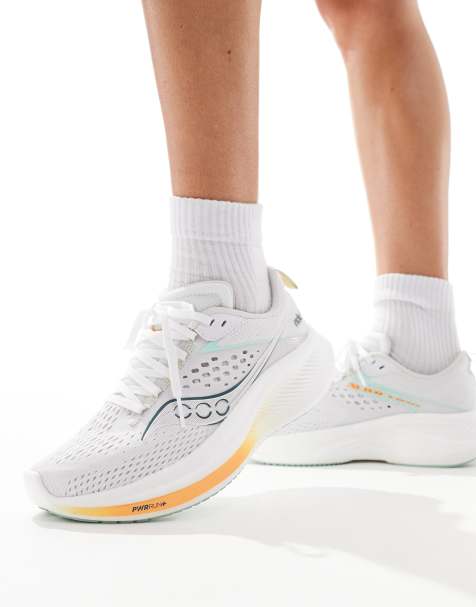 Saucony Ride 17 neutral running trainers in white and peel - view 1