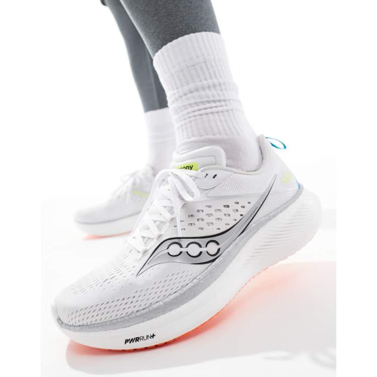 Saucony Ride 17 neutral running trainers in white and vizi ASOS