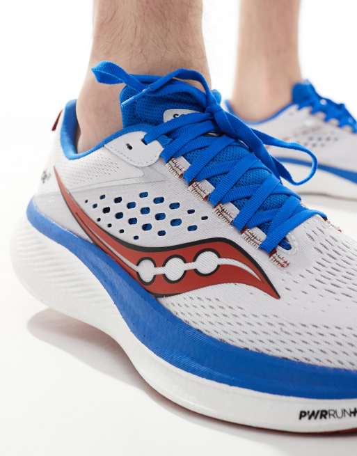 Saucony Ride 17 Neutrale Laufschuhe in WeiB und Kobaltblau ASOS