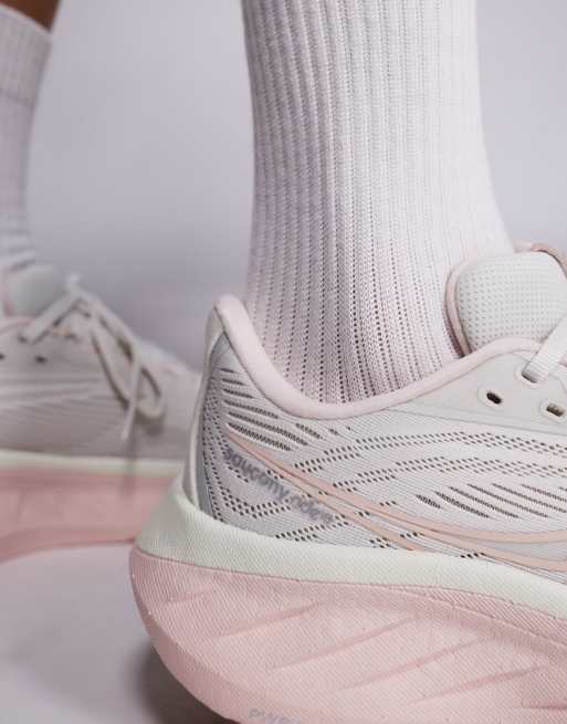 Saucony – Ride 18 – Biało-różowe buty sportowe do biegania, 3 z 5