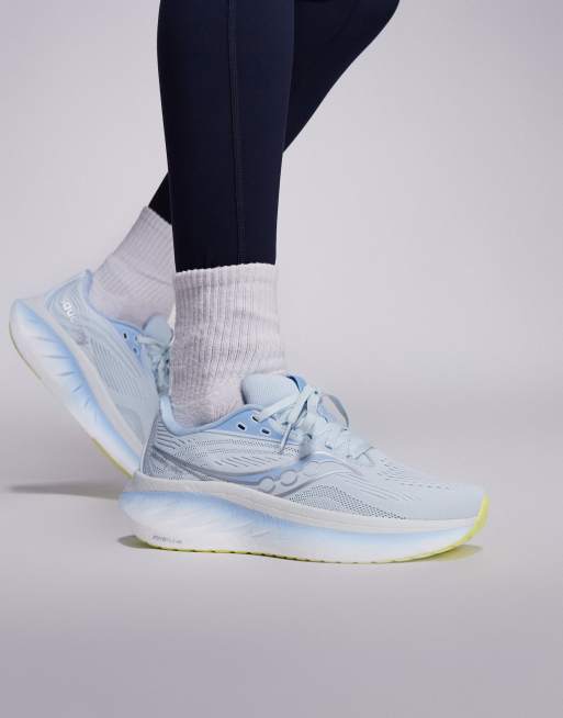 Saucony – Ride 18 – Buty sportowe w jasnoszarym i jasnoniebieskim kolorze z amortyzacją