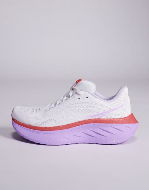 Saucony - Ride 18 - Hvide løbesneakers med koralrøde detaljer, 2 af 5