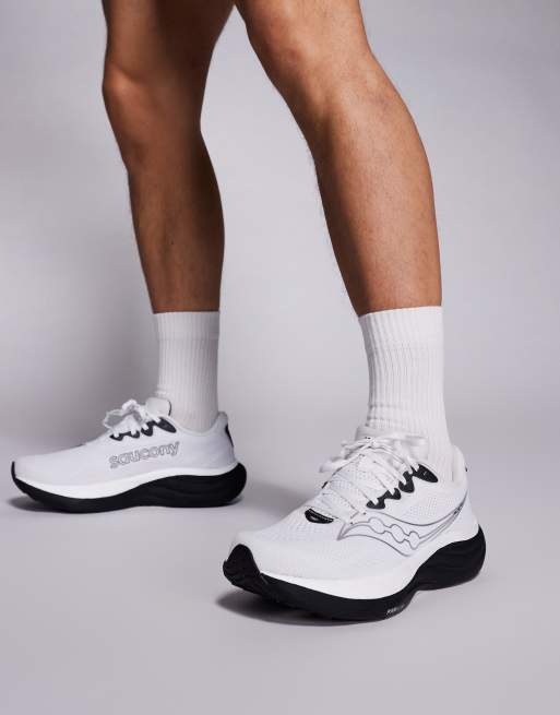 Saucony – Ride 19 – Biało-czarne buty sportowe do biegania, 4 z 5