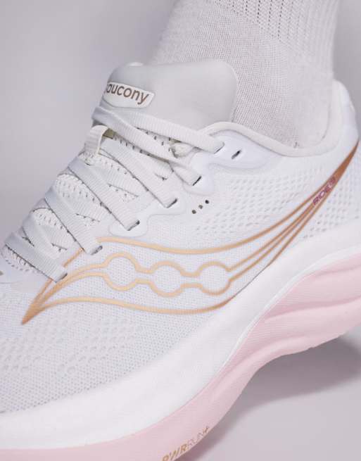 Saucony Ride 19 running trainers in white and pink, 5 of 5