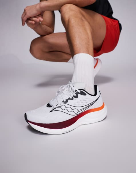 Saucony – Ride 19 – Vita och röda löparskor - view 1