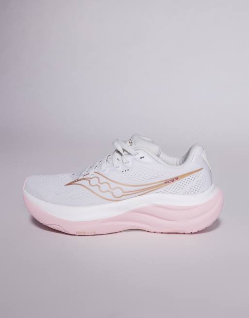Saucony – Ride 19 – Vita och rosa löparskor, 2 av 5