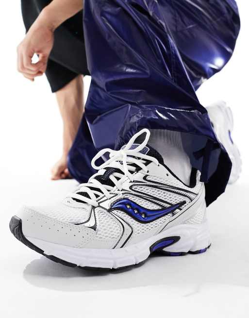 Saucony Ride Millennium sneakers in white and royal
