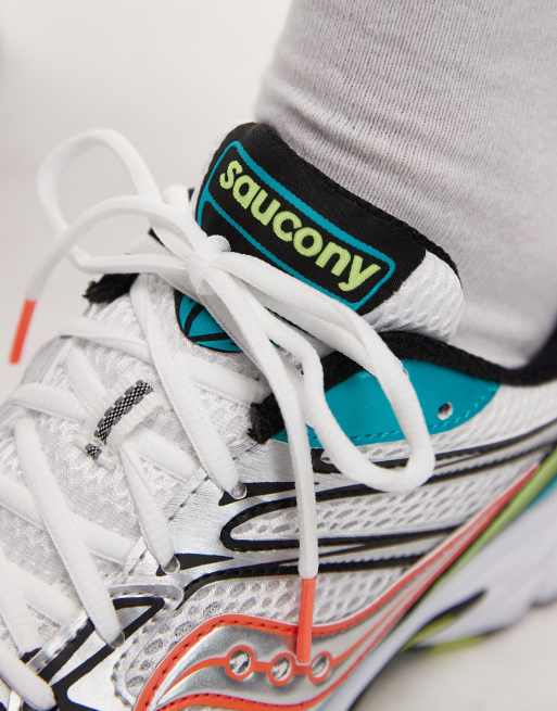 Saucony Ride Millennium trainers in white and mutant, 3 of 5