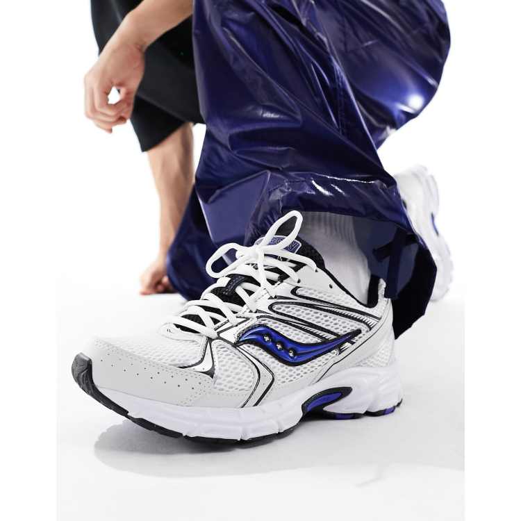 Saucony Ride Millennium trainers in white and royal | ASOS