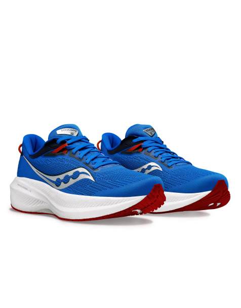 Saucony Triumph 21 neutral running trainers in cobalt and silver - view 1