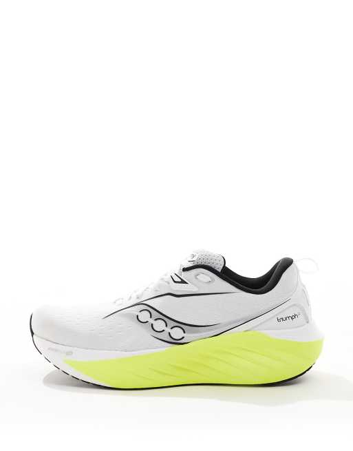 Saucony Triumph 22 running trainers in white and citron ASOS