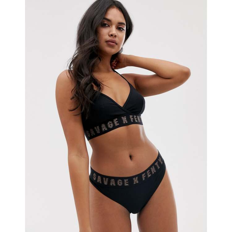 Savage X Fenty, Women's, Cotton Essentials Bralette, Black Caviar/ Savage  Rainbow Logo Print, Medium : : Clothing, Shoes & Accessories