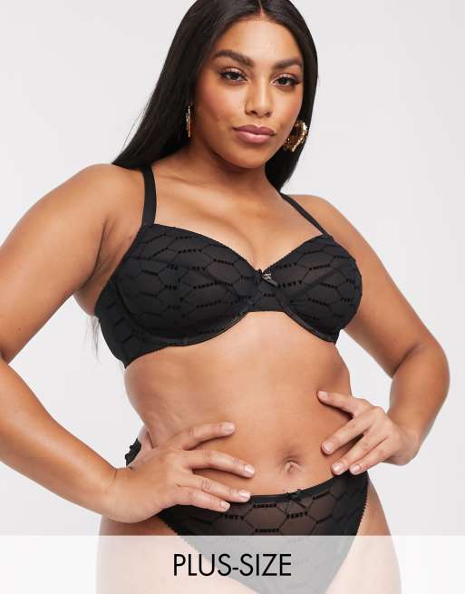 Savage x Fenty Curve - Sort uforet BH i mesh med bøjle og logo