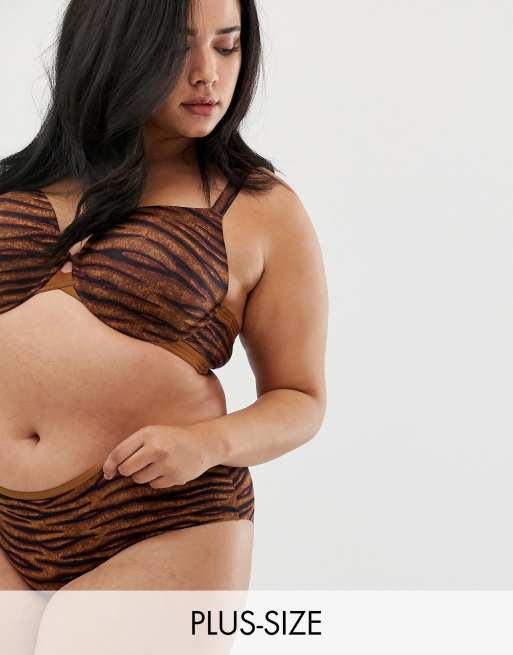 Savage x Fenty curvy animal print perfect t-shirt bra in toffee tiger